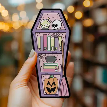 Coffin Bookshelf Laminated Bookmark