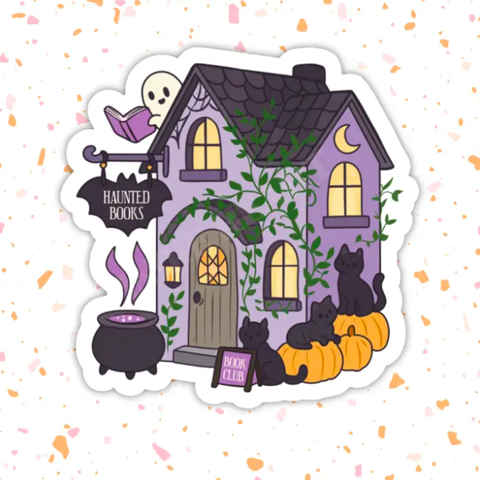 [556-HAUNTED-BOOK-SHOP] Haunted Book Shop Sticker - Bookish Halloween